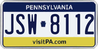 PA license plate JSW8112