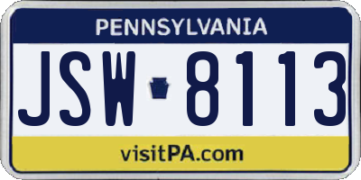 PA license plate JSW8113