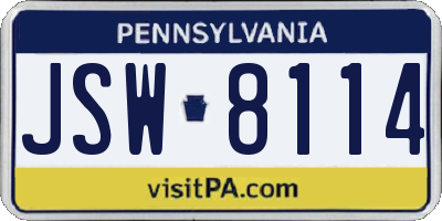 PA license plate JSW8114