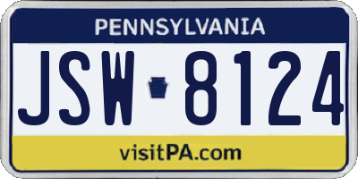 PA license plate JSW8124