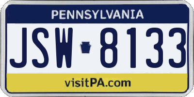 PA license plate JSW8133