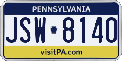 PA license plate JSW8140