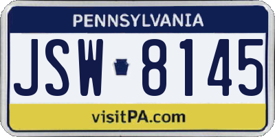PA license plate JSW8145