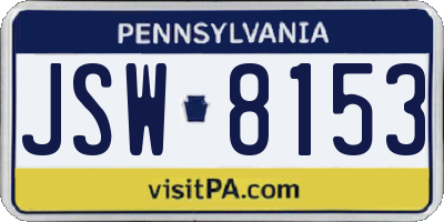 PA license plate JSW8153