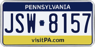 PA license plate JSW8157