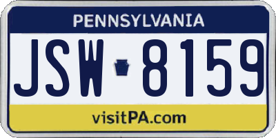 PA license plate JSW8159