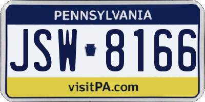 PA license plate JSW8166