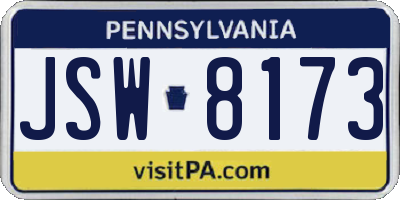 PA license plate JSW8173