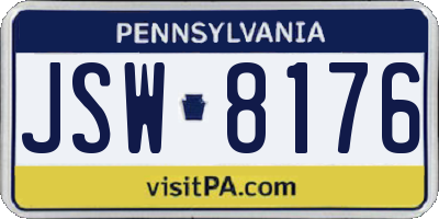 PA license plate JSW8176