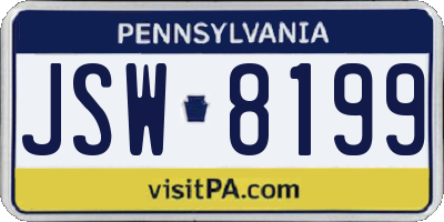 PA license plate JSW8199