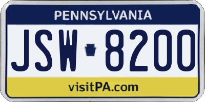 PA license plate JSW8200