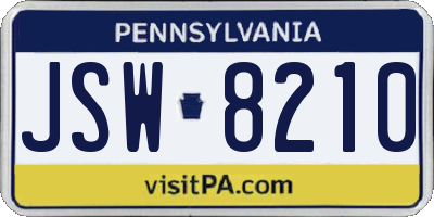 PA license plate JSW8210