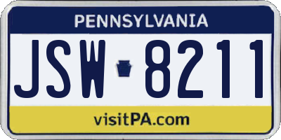 PA license plate JSW8211