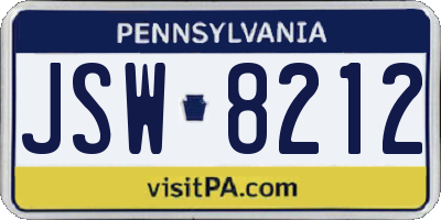 PA license plate JSW8212