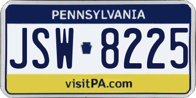 PA license plate JSW8225