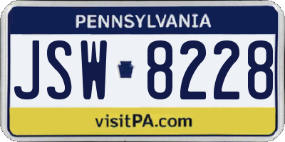 PA license plate JSW8228