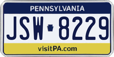 PA license plate JSW8229