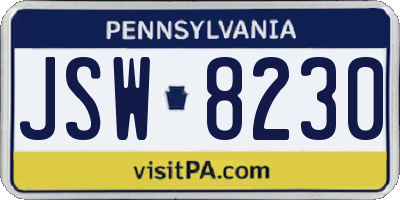 PA license plate JSW8230