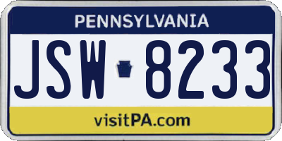 PA license plate JSW8233