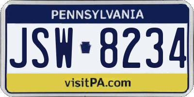 PA license plate JSW8234