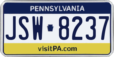 PA license plate JSW8237