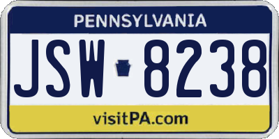 PA license plate JSW8238