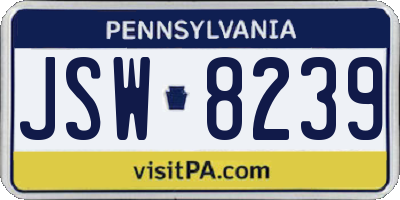 PA license plate JSW8239
