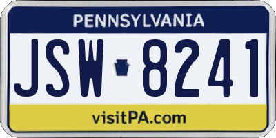 PA license plate JSW8241