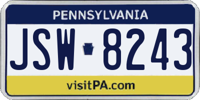 PA license plate JSW8243