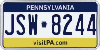 PA license plate JSW8244