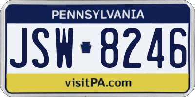 PA license plate JSW8246