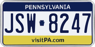 PA license plate JSW8247