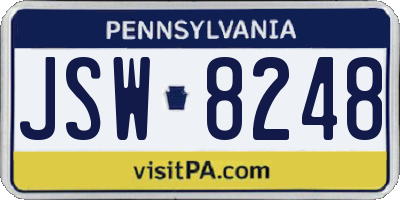 PA license plate JSW8248