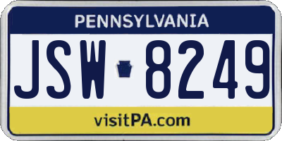 PA license plate JSW8249