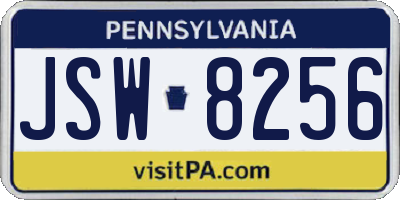 PA license plate JSW8256