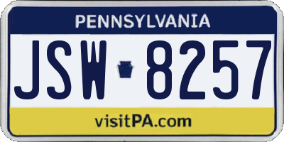 PA license plate JSW8257