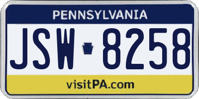 PA license plate JSW8258