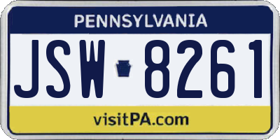 PA license plate JSW8261