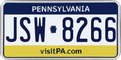 PA license plate JSW8266