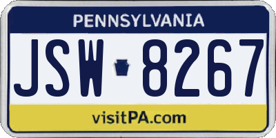 PA license plate JSW8267