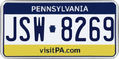 PA license plate JSW8269