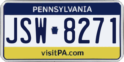 PA license plate JSW8271