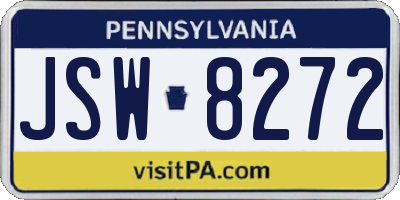 PA license plate JSW8272
