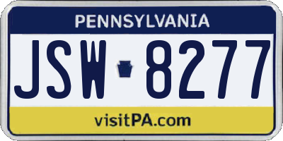 PA license plate JSW8277