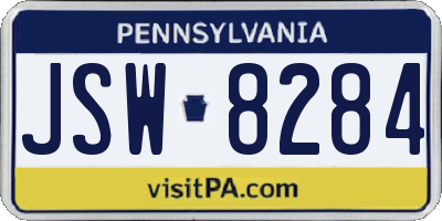 PA license plate JSW8284