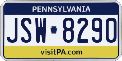 PA license plate JSW8290