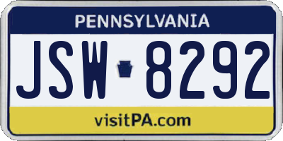 PA license plate JSW8292
