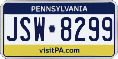 PA license plate JSW8299