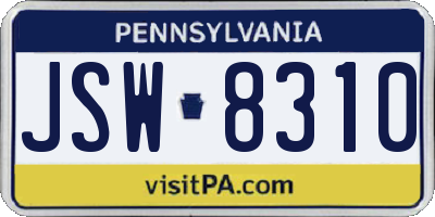 PA license plate JSW8310