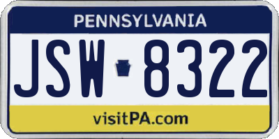 PA license plate JSW8322